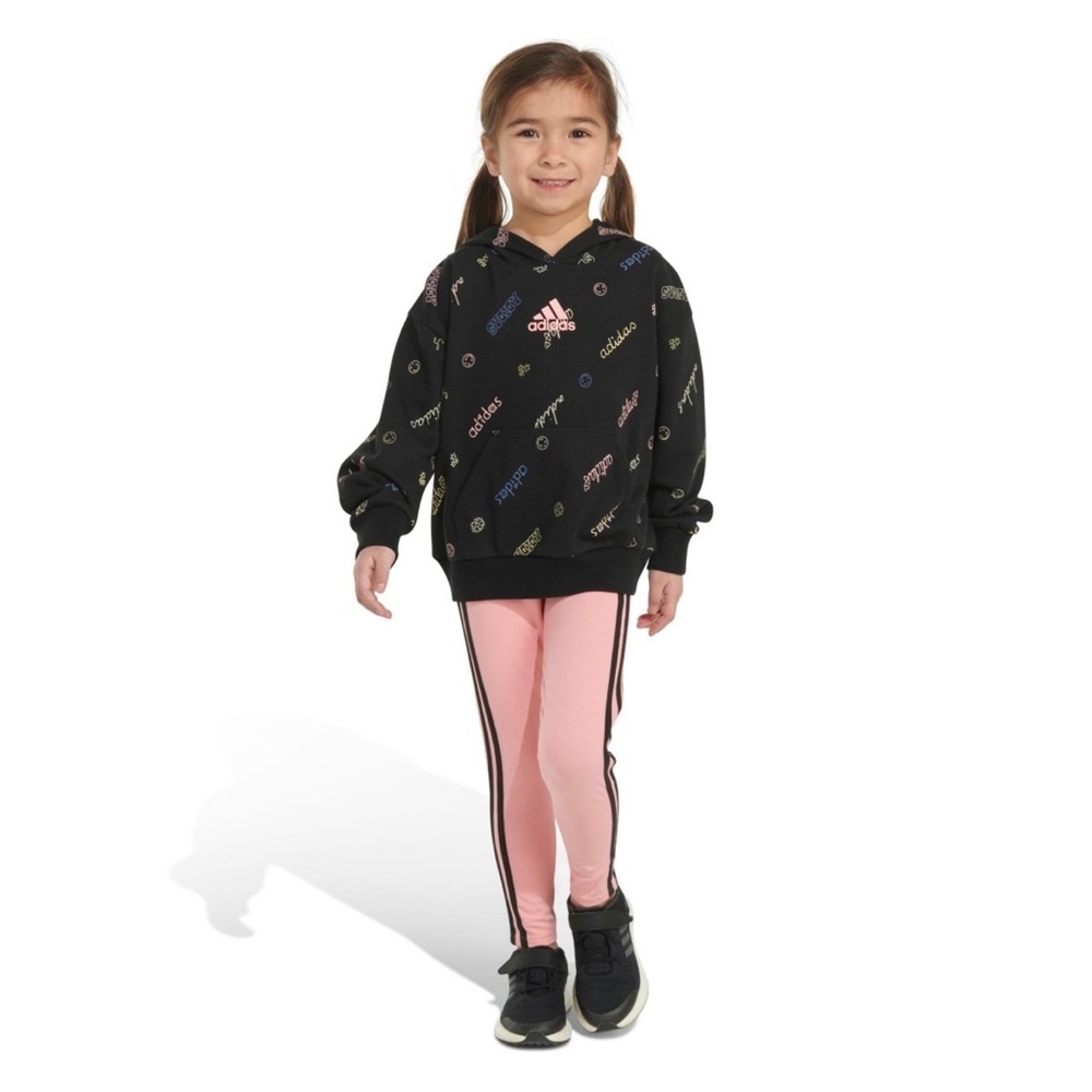 adidas Black Hoodie with Multicolor Logo Accents
